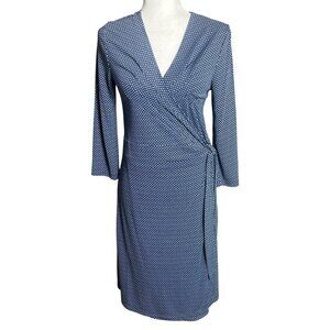 Isaac Mizrahi Wrap Dress Y2K 90s Midi Blue Career Classic Feminine Womens M